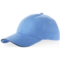 Gorra sándwich 6 paneles con detalles de color con logo azul claro Gorra sándwich 6 paneles con detalles de color con logo azul claro