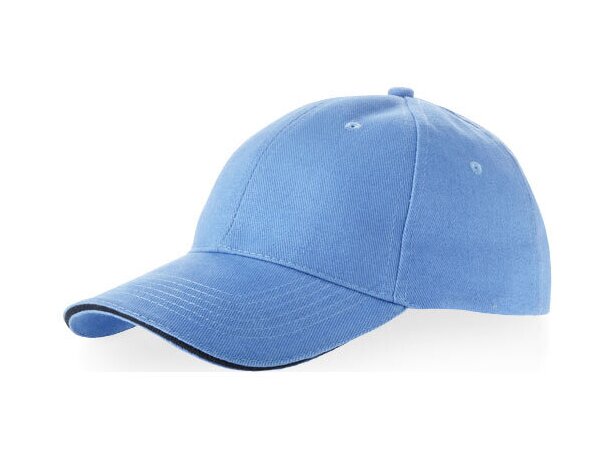Gorra sándwich 6 paneles con detalles de color con logo azul claro Gorra sándwich 6 paneles con detalles de color con logo azul claro