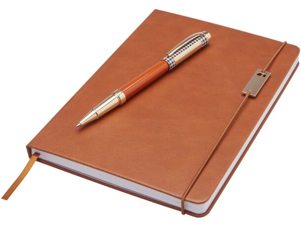 Set libreta A5 con rollerball Legato tinta azul Marrón detalle 13