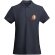 Polo mujer algodón orgánico Prince manga corta entallado Roly Azul marino detalle 16
