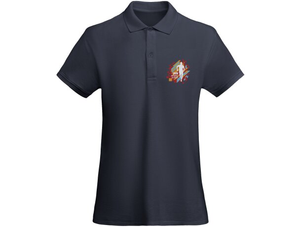 Polo mujer algodón orgánico Prince manga corta entallado Roly Azul marino detalle 16
