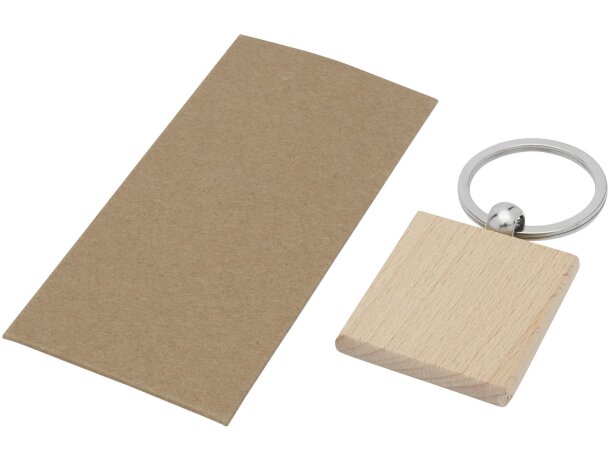 Llavero cuadrado madera haya natural Gioia Natural detalle 4