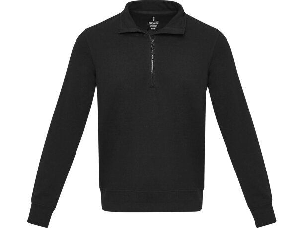 Sudadera reciclada unisex con cremallera 1/4 Aware™ Tin Negro intenso detalle 2