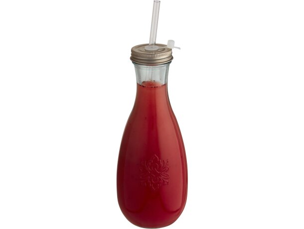 Botella de vidrio reciclado con pajita Polpa Transparente claro detalle 2