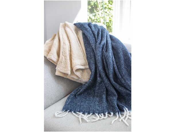 Manta reciclada Dolly con certificación GRS 125x150 cm Azul oscuro detalle 6