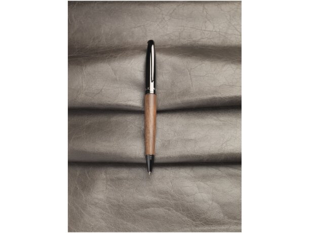 Bolígrafos de madera para empresa en latón cromado tinta negra Loure Negro intenso/marrón oscuro detalle 6