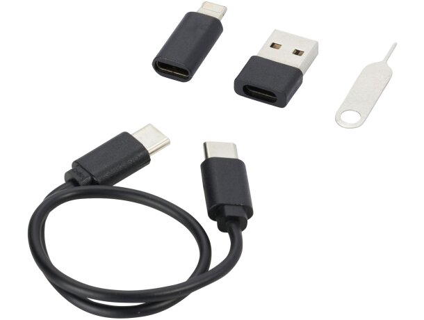 Cable de carga modular reciclado con soporte para móvil Savvy Negro intenso detalle 6