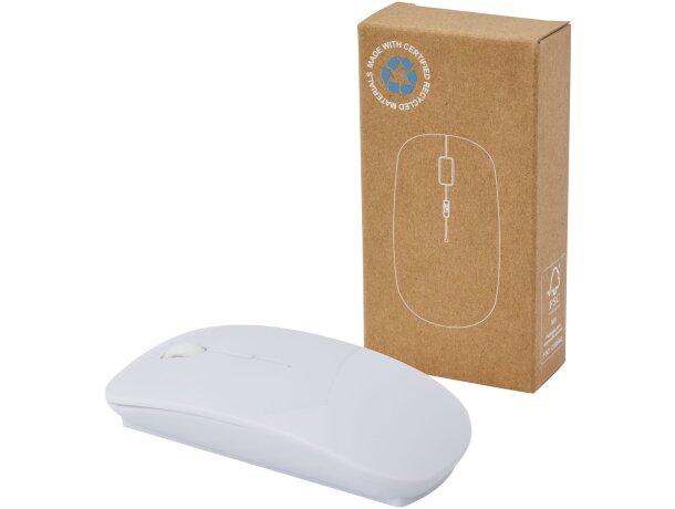 Ratón inalámbrico Menlo de plástico reciclado RCS Blanco detalle 4
