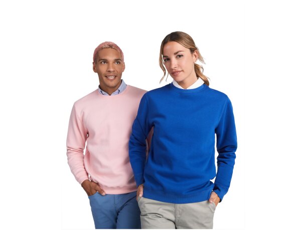 Sudadera cuello redondo algodón orgánico Batian unisex Roly Azul marino detalle 20