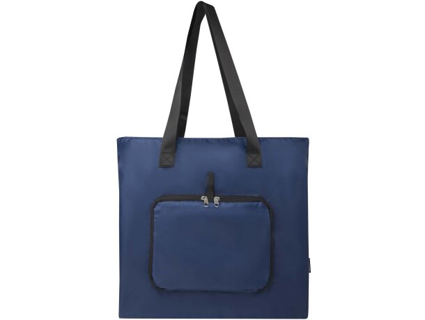 Bolsa tote plegable EcoFold de poliéster reciclado certificado GRS Azul marino detalle 8