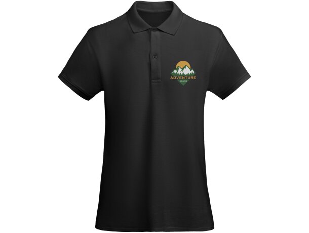 Polo mujer algodón orgánico Prince manga corta entallado Roly Negro intenso detalle 6