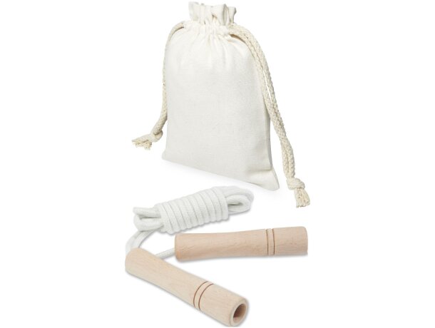 Cuerda de saltar de madera en bolsa de algodón Denise personalizada