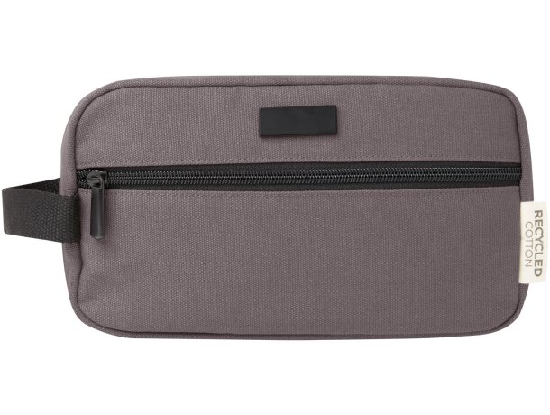 Neceser de viaje Joey con lona reciclada certificada GRS Gris detalle 7