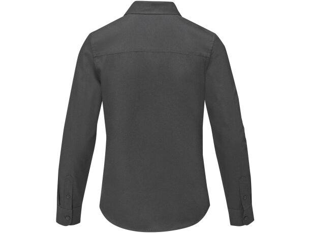 Camisa manga larga mujer Pollux Oxford entallada personalizable Gris tormenta detalle 18