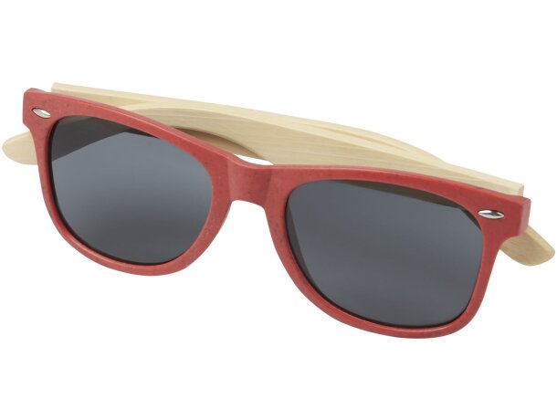 Gafas de sol de bambú Sun Ray Rojo detalle 4