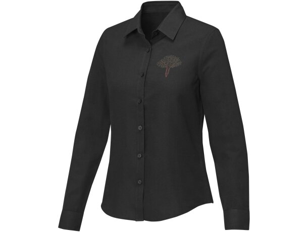 Camisa manga larga mujer Pollux Oxford entallada personalizable Negro intenso detalle 21