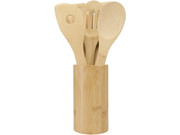 Set de utensilios de cocina de bambú Tala con soporte Madera detalle 2