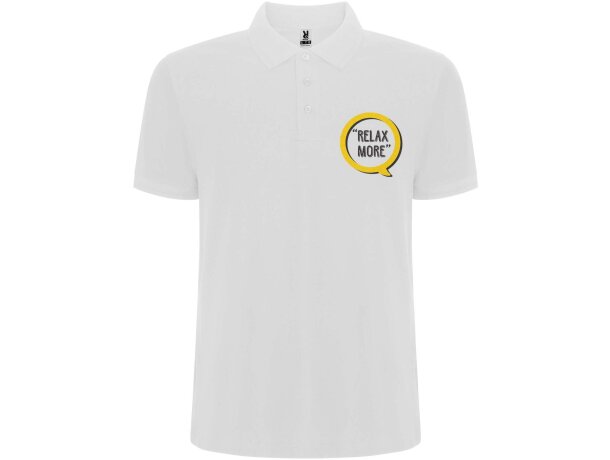 Polo manga corta hombre Pegaso Premium Roly punto piqué Blanco detalle 15