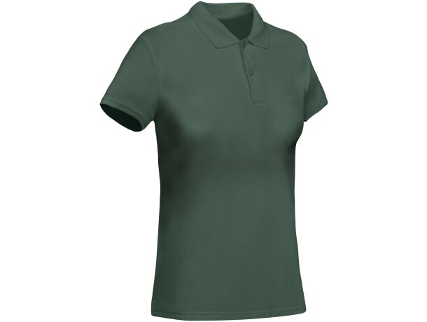 Polo mujer algodón orgánico Prince manga corta entallado Roly Verde botella detalle 23