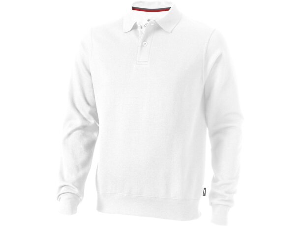 Sudadera con cuello de polo contrastado blanca Sudadera con cuello de polo contrastado blanca
