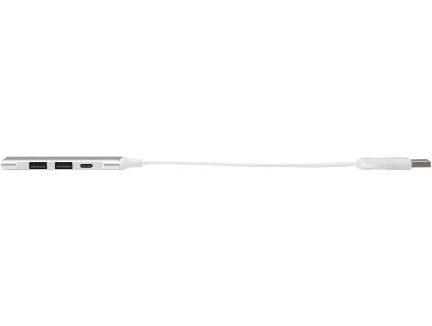 Hub USB Alkaid de aluminio reciclado con 4 puertos tipo C y A Plateado detalle 7
