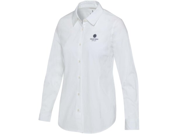 Camisa popelina mujer Carnelian algodón BCI elástico Blanco detalle 5