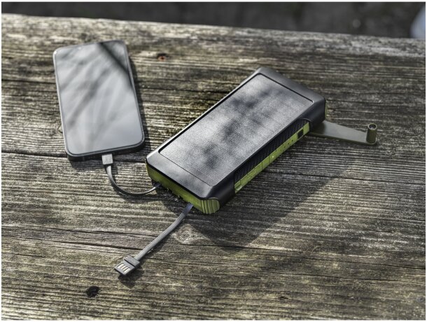 Batería externa solar y dinamo manual Soldy 10000mAh RCS Verde militar detalle 7