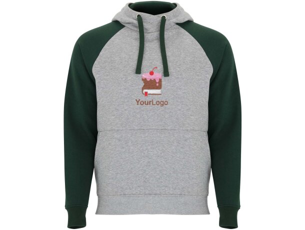 Sudadera con capucha bicolor infantil Roly Badet Gris mezcla/verde botella detalle 4