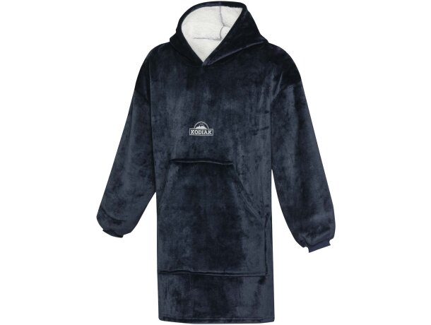 Manta con capucha Denali certificación GRS poliéster reciclado Azul oscuro detalle 6