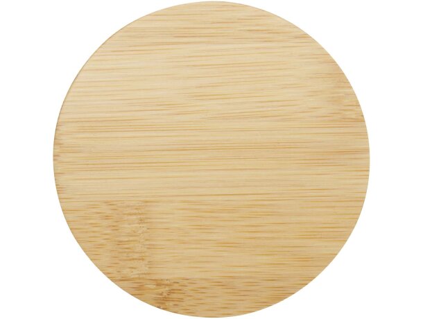 Taza de vidrio con doble pared y tapa de bambú certificado Leona Transparente claro detalle 2