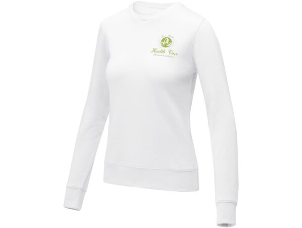 Jersey cuello redondo mujer Zenon interior afelpado algodón Blanco detalle 1