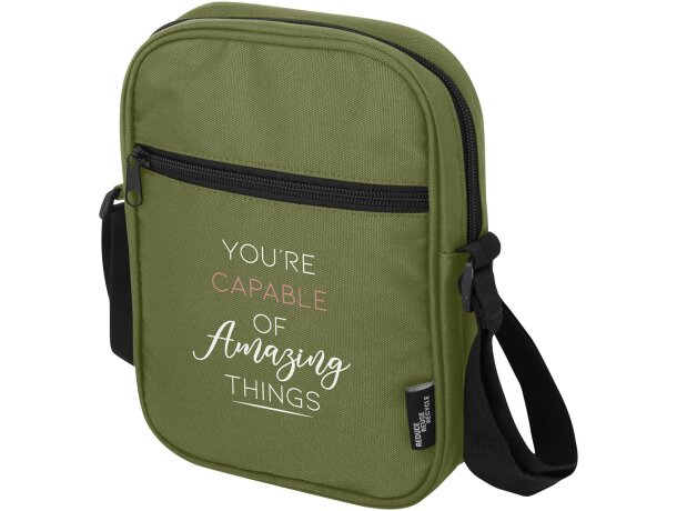 Bandolera reciclada certificada GRS Byron con cremallera Verde oliva detalle 21