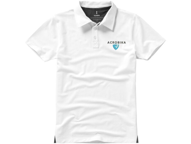 Polo manga corta hombre de elastano 200 g/m2 Markham Blanco detalle 2