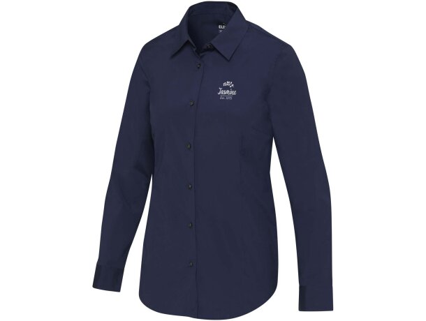 Camisa popelina mujer Carnelian algodón BCI elástico Azul marino detalle 13