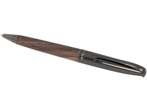 Bolígrafos de madera para empresa en latón cromado tinta negra Loure Negro intenso/marrón oscuro detalle 4