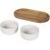 Set de bandeja de madera y cuencos de cerámica Noa Blanco detalle 3