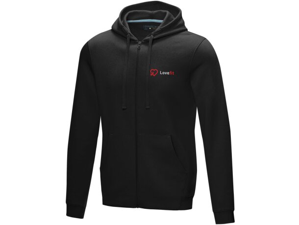 Sudadera con capucha y cremallera Ruby para hombre sostenible Negro intenso detalle 26
