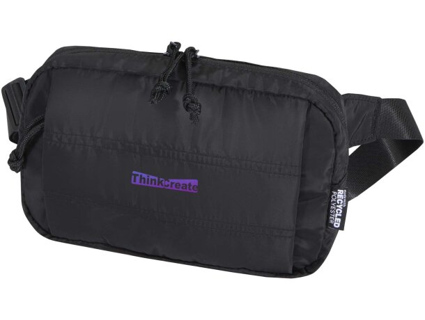 Riñonera Puffer acolchada de poliéster reciclado certificado GRS Negro intenso detalle 1
