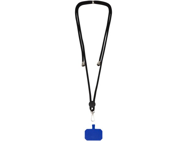 Lanyard regulable Kubi con gancho metálico y cinta de nylon Azul real detalle 18