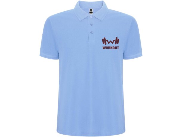 Polo manga corta hombre Pegaso Premium Roly punto piqué Azul celeste detalle 21