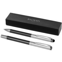 Set de bolígrafo con puntero y roller personalizado gris oscuro Set de bolígrafo con puntero y roller personalizado gris oscuro