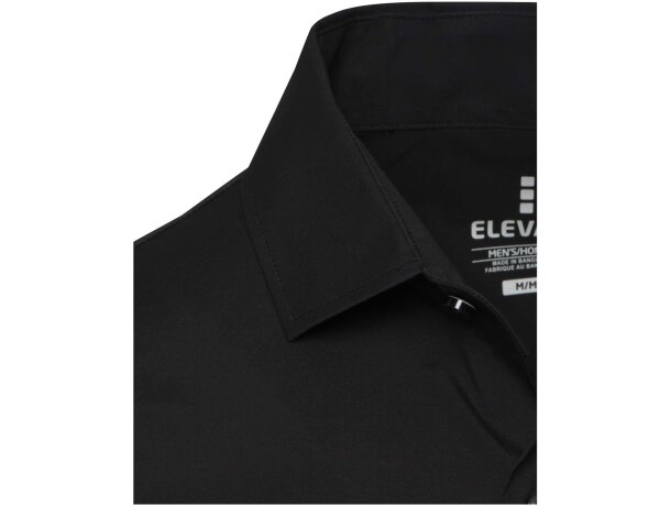 Camisa Carnelian popelina algodón BCI elástico hombre Negro intenso detalle 3