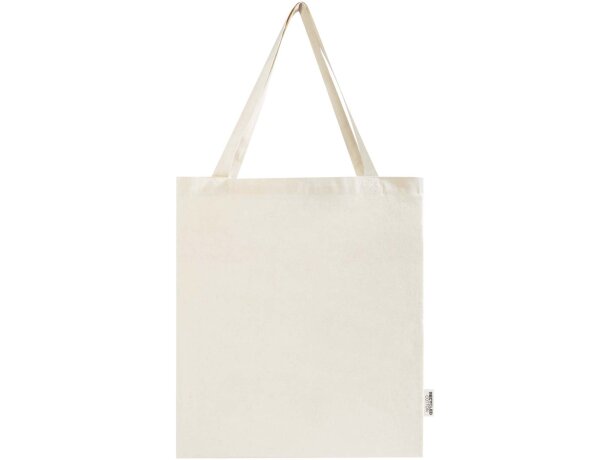Bolsa tote con refuerzos algodón reciclado certificado GRS Madras Natural detalle 2