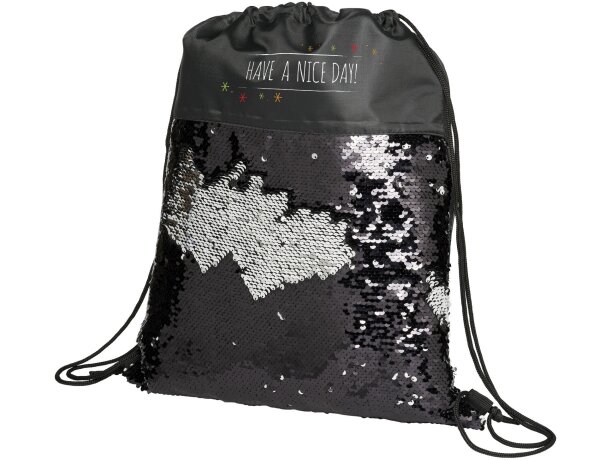 Mochila de cuerdas con lentejuelas 5L Mermaid Negro intenso detalle 5