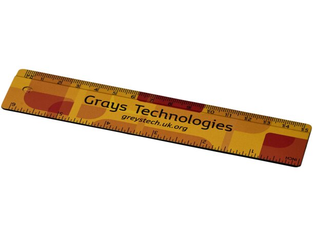 Regla Terran de plástico reciclado de 15 cm para oficina Negro intenso detalle 2