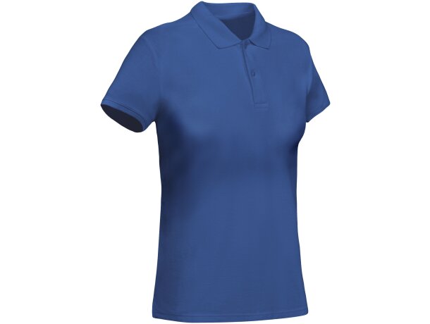 Polo mujer algodón orgánico Prince manga corta entallado Roly Azul real detalle 13