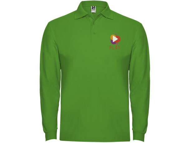 Polo manga larga hombre Estrella Roly 100% algodón piqué detalle 49