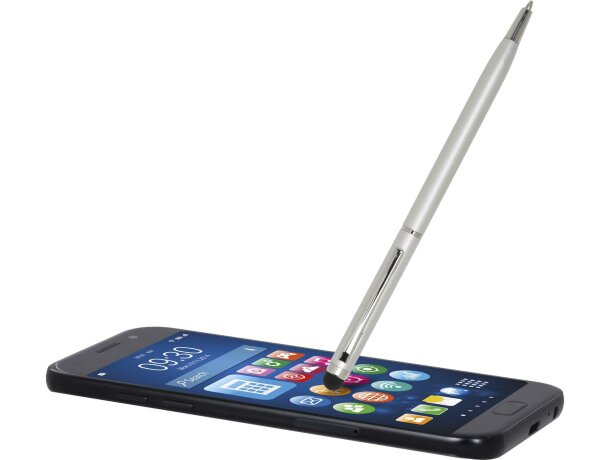 Bolígrafo aluminio con stylus táctil Ore tinta azul Plateado detalle 28