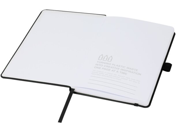 Libreta tapa dura plástico oceánico reciclado Thalaasa FSC Negro intenso detalle 23