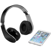 Auriculares potentes en plástico con bluetooth personalizado negro intenso Auriculares potentes en plástico con bluetooth personalizado negro intenso